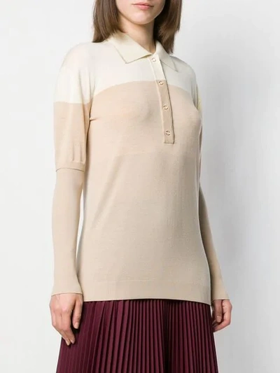 Shop Burberry Two-tone Polo Shirt In Neutrals