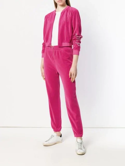 Shop Juicy Couture Swarovski Personalisable Velour Crop Jacket In Pink