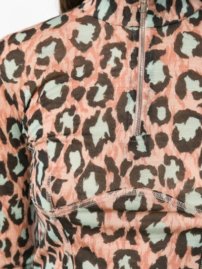half zip leopard top