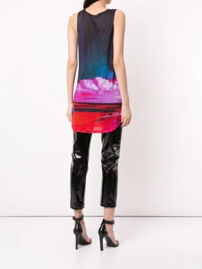 Shop Balmain Tropical Print Long Vest In Multicolour