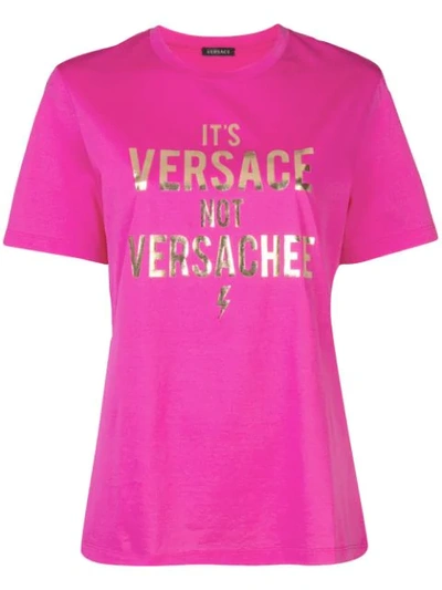 VERSACE VERSACHEE印花T恤 - 粉色