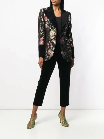 Shop Dolce & Gabbana Floral Embroidered Blazer - Black