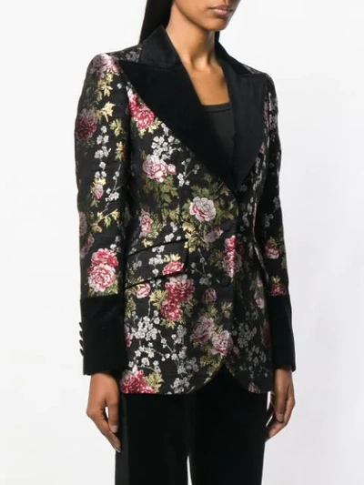 Shop Dolce & Gabbana Floral Embroidered Blazer - Black