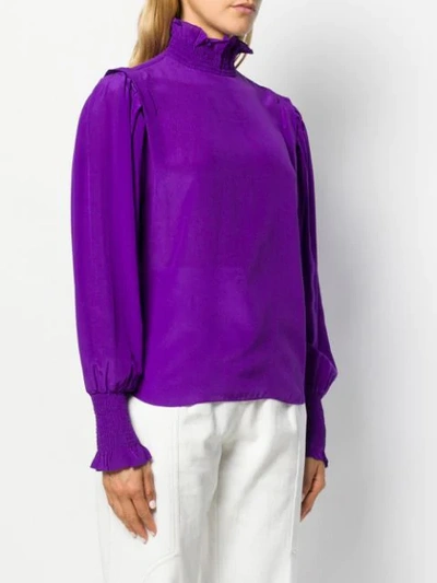 ISABEL MARANT ÉTOILE HIGH NECK GATHERED BLOUSE - 紫色