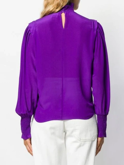 Shop Isabel Marant Étoile High Neck Gathered Blouse In Purple