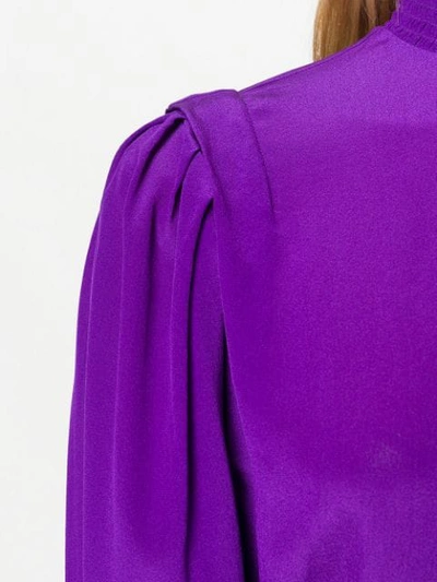 Shop Isabel Marant Étoile High Neck Gathered Blouse In Purple