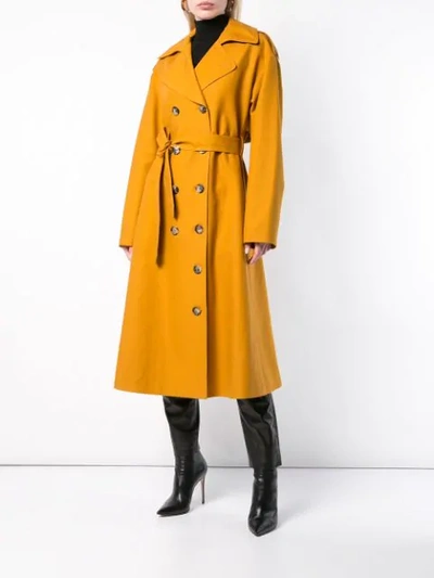 Shop Khaite Double Breasted Trench Coat In Ochre