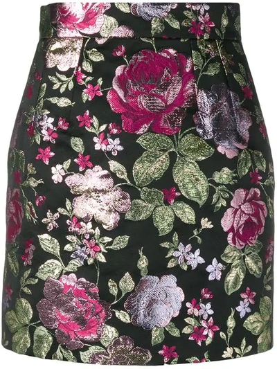 Shop Dolce & Gabbana Floral Pattern Skirt In Black