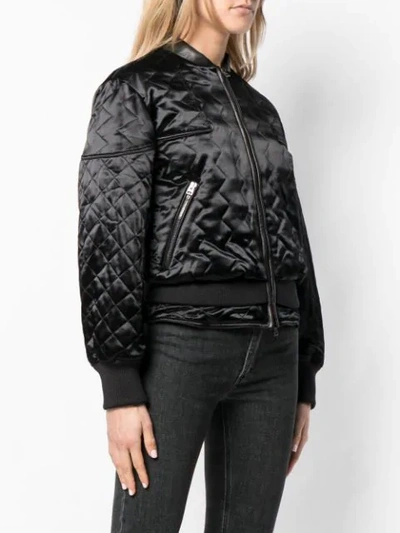 Shop Tom Ford Quilted Satin Bomber Jacket In Black