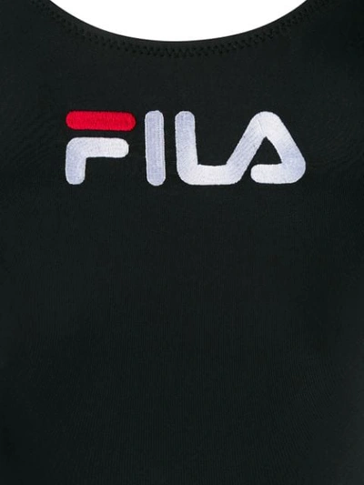 Shop Fila Logo Swimsuit In Black