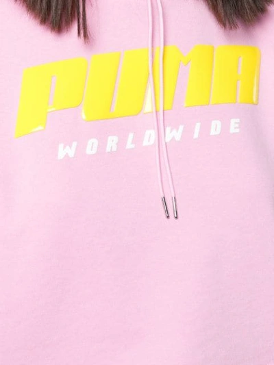 Shop Puma Cropped Logo Hoodie In Pink
