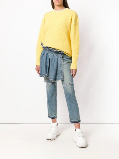 Shop Sacai Flared Cropped Jeans In Blue