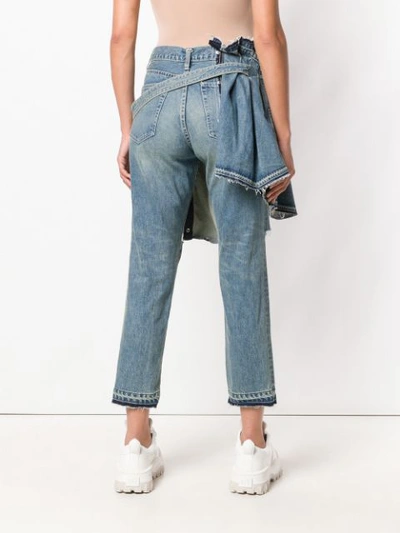 Shop Sacai Flared Cropped Jeans In Blue