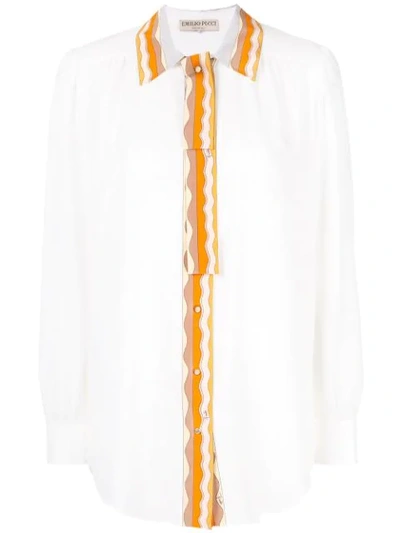 Shop Emilio Pucci Embellished Trim Shirt In White