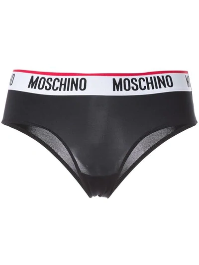 Shop Moschino Slip Mit Logo-bund - Weiss In White