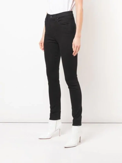 Shop Mother High Waisted Skinny Jeans In Black