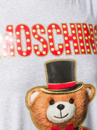Shop Moschino Bear Logo Print T-shirt In 3485 Grey