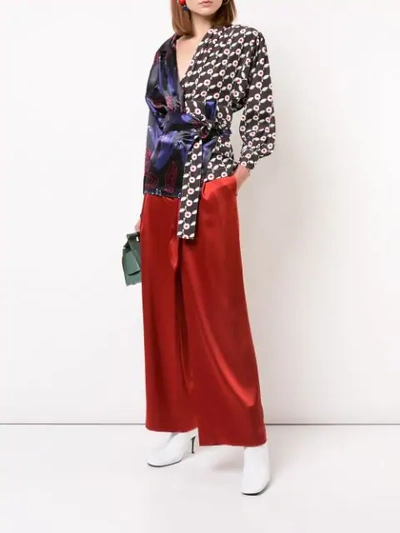 MARNI WRAP CLASH PRINT BLOUSE - 黑色