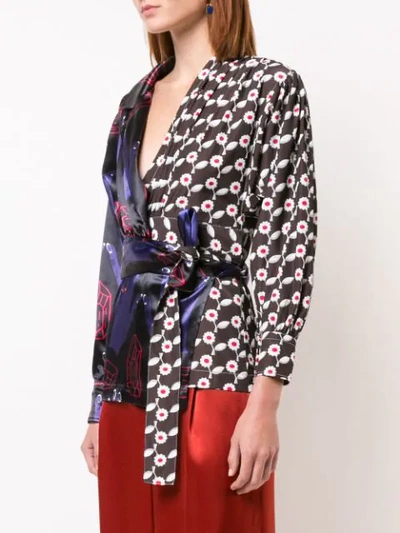 MARNI WRAP CLASH PRINT BLOUSE - 黑色