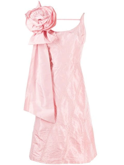 Shop Miu Miu Flower Appliqué Dress In Pink