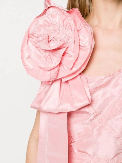 Shop Miu Miu Flower Appliqué Dress In Pink