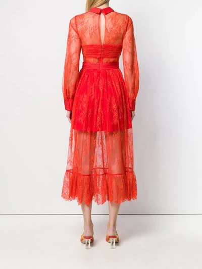 Shop Self-portrait Gerüschtes Kleid In Red