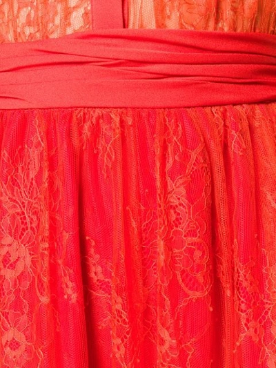 SELF-PORTRAIT SHEER LACE RUFFLED DRESS - 红色
