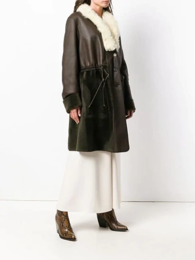 Shop Chloé Reversible Oversized Lambskin Coat In Brown ,green