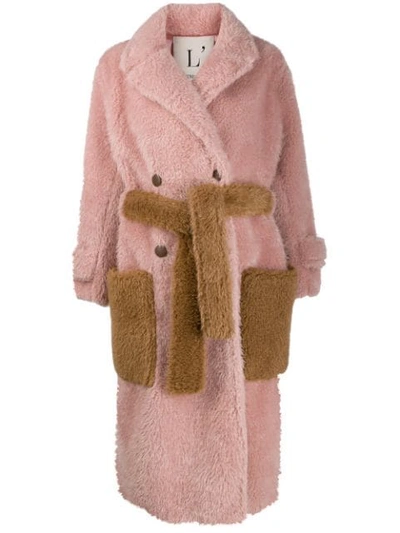 Shop L'autre Chose Oversized Faux-fur Coat In Pink