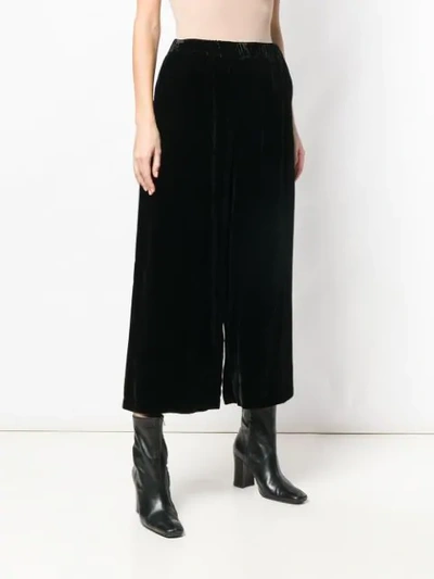 Shop P.a.r.o.s.h Wide Leg Cropped Trousers In Black