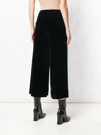 Shop P.a.r.o.s.h Wide Leg Cropped Trousers In Black