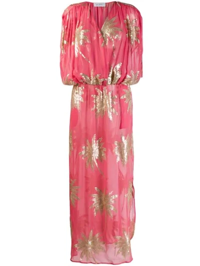 Shop Ailanto Long Sequinned Palm Dress - Pink