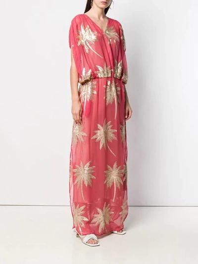 Shop Ailanto Long Sequinned Palm Dress - Pink