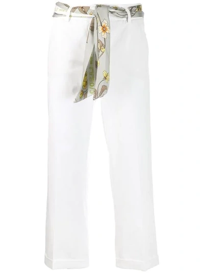 Shop Cambio Scarf Belt Trousers In White