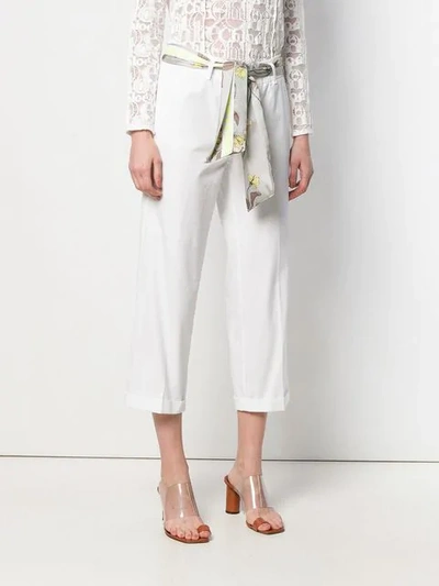 Shop Cambio Scarf Belt Trousers In White