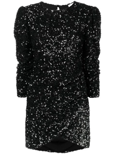 Shop Ainea Sequinned Ruched Dress In Black