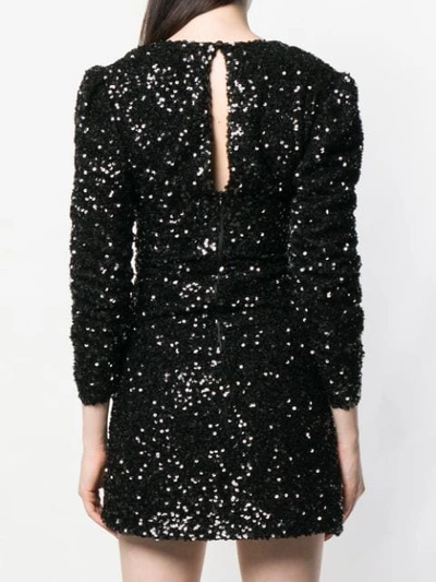 Shop Ainea Sequinned Ruched Dress In Black