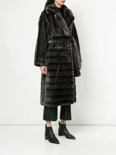 Shop Goen J Oversized Faux-fur Coat In Grey