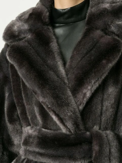 Shop Goen J Oversized Faux-fur Coat In Grey