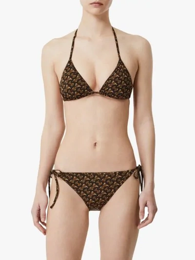 BURBERRY MONOGRAM PRINT TRIANGLE BIKINI - 棕色