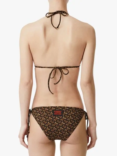 Shop Burberry Monogram Print Triangle Bikini In Brown