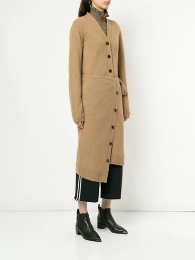 Shop Goen J Goen.j Long Wrap Cardi-coat - Brown