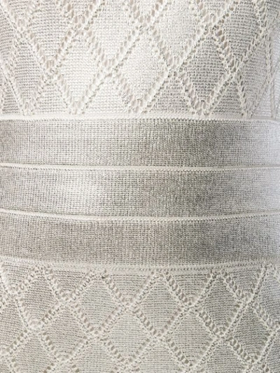 Shop Balmain Metallic Woven Dress In Yay Argento/bianco