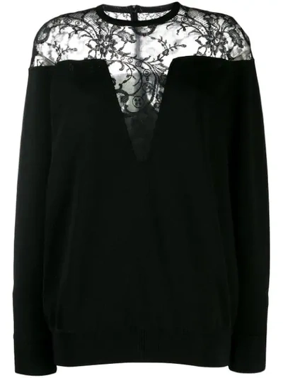 Shop Givenchy Floral Lace Panel Jumper In Black