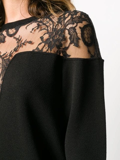Shop Givenchy Floral Lace Panel Jumper In Black