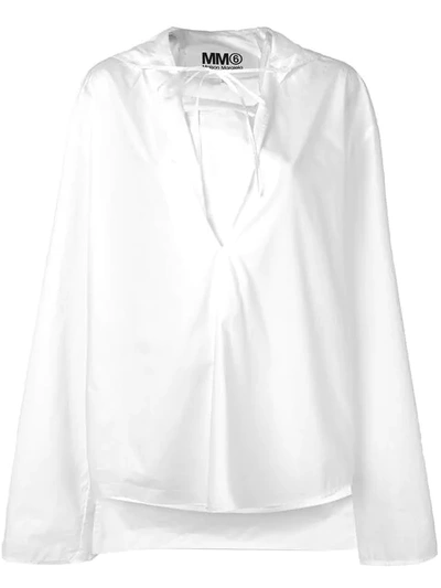 Shop Mm6 Maison Margiela Oversized Top In 100 Optic White