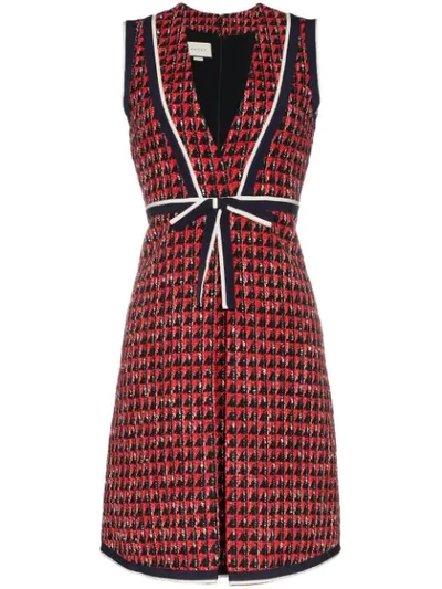 Shop Gucci Geometric Tweed Dress In Black