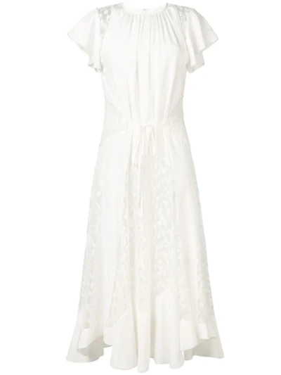 Shop Chloé Floral Panelled Dress In White