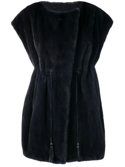 Shop Liska Sleeveless Oversized Coat In Blue