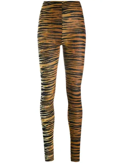 Shop Alexandre Vauthier Tiger Print Leggings In Brown